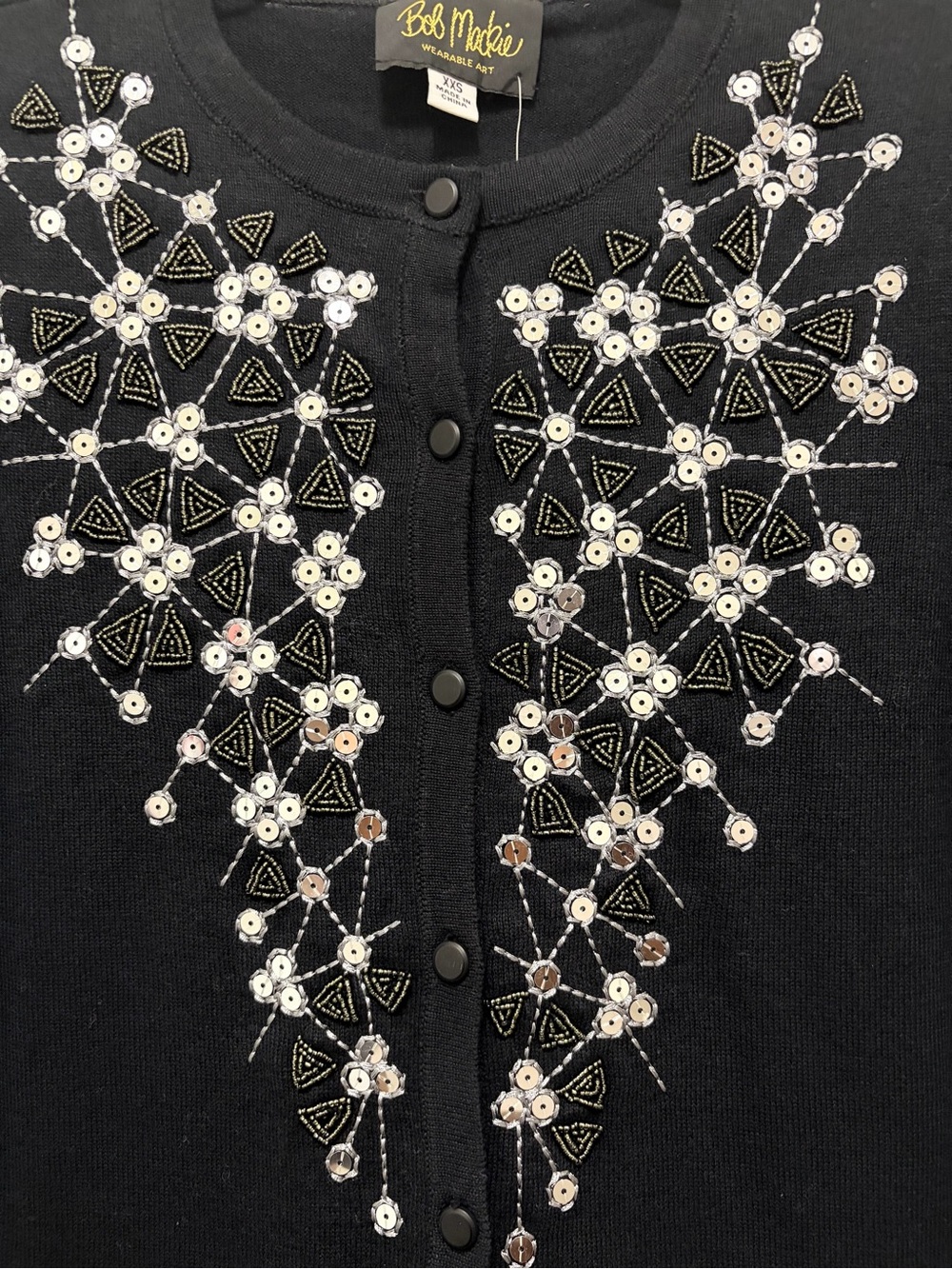 Bob Mackie Wearable Art Embellished Cardigan Sweater NWT XXS - Picture 5 of 6